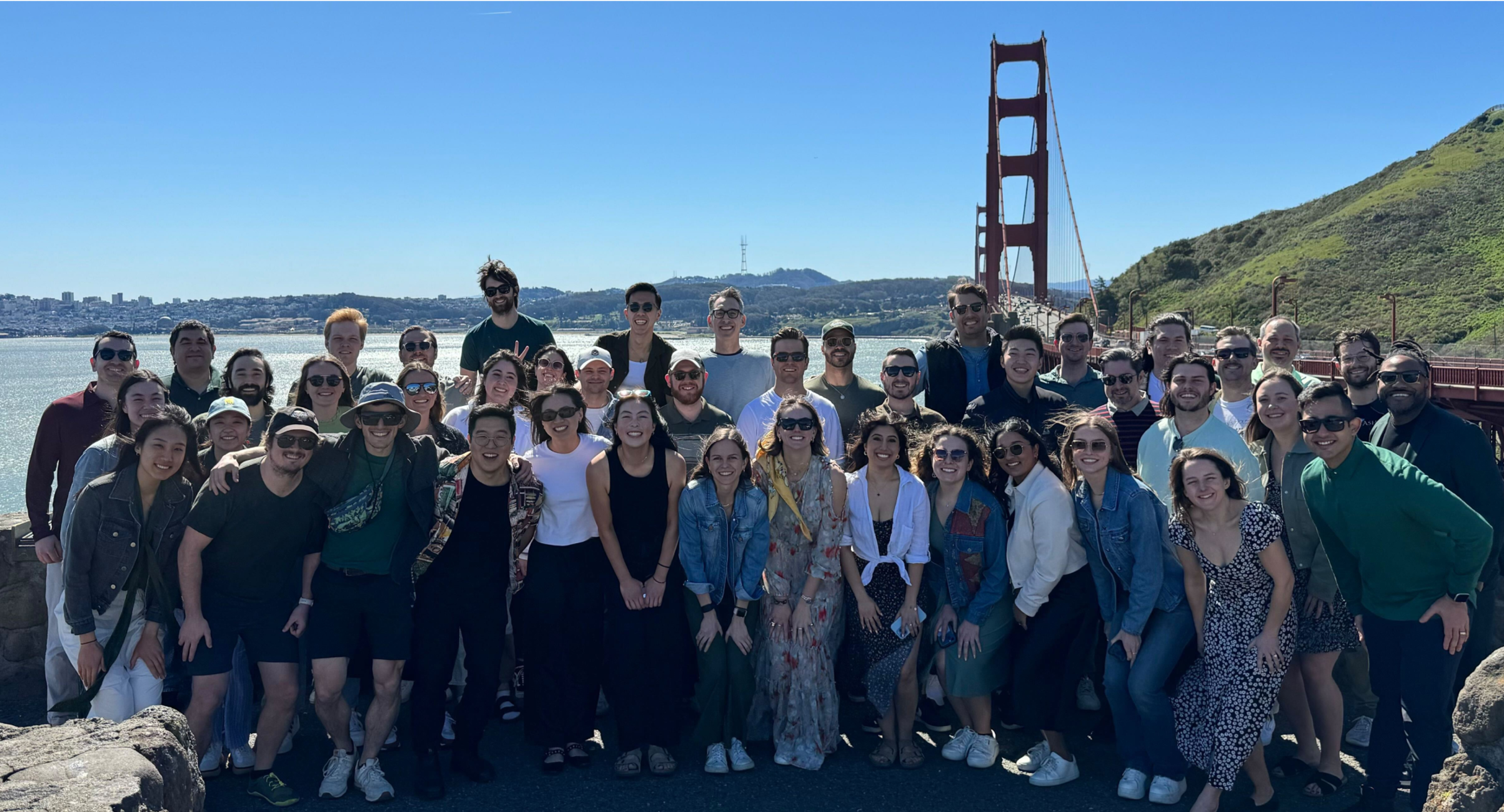 the stytch team in front of the golden gate bridge