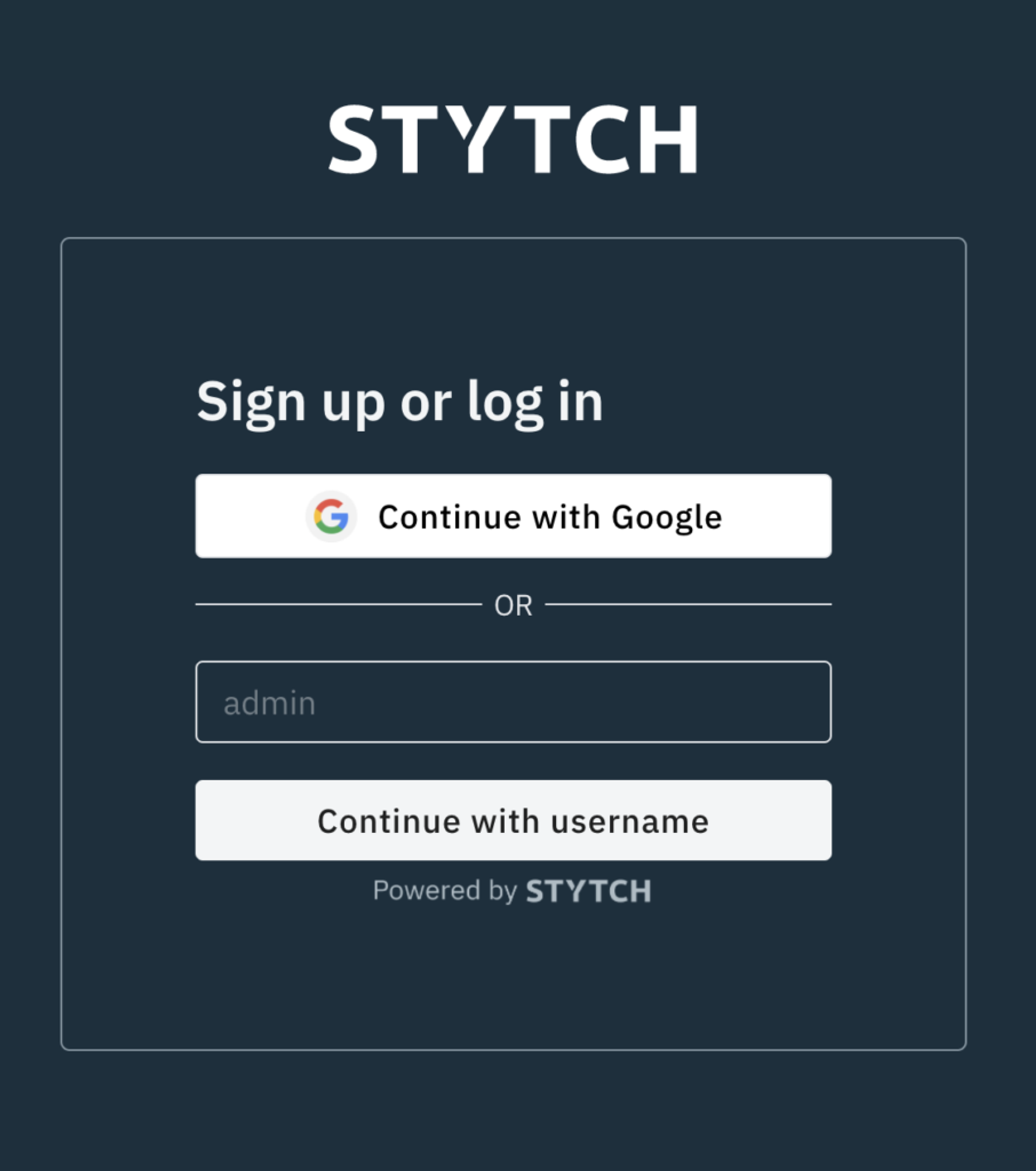 Log in with username