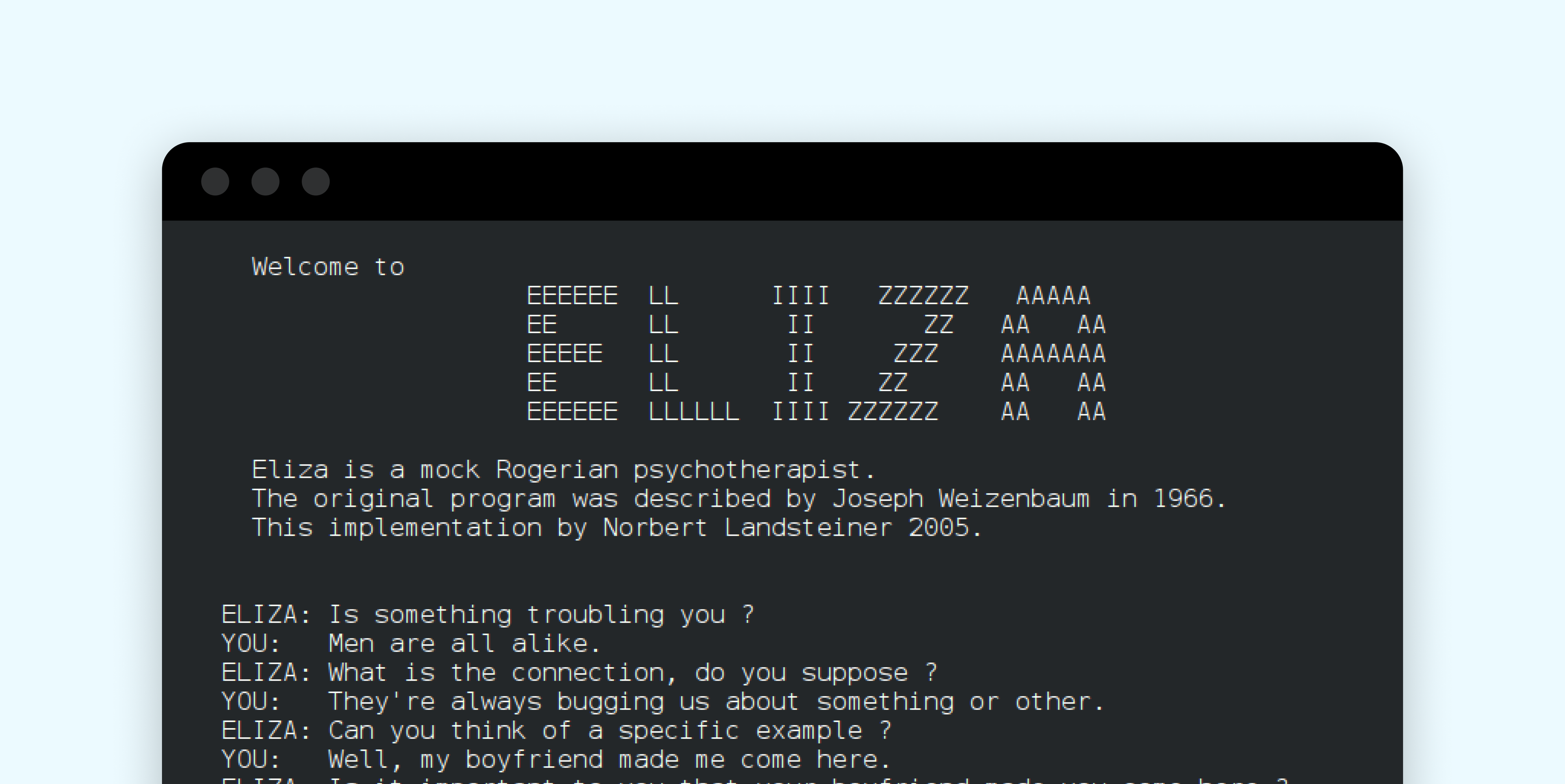 A screenshot of the code behind one of the first bots – Eliza