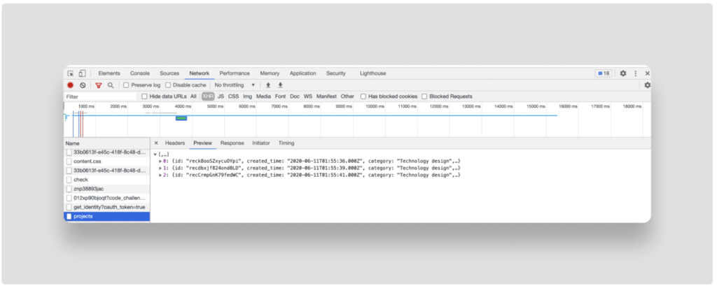 showing json payload
