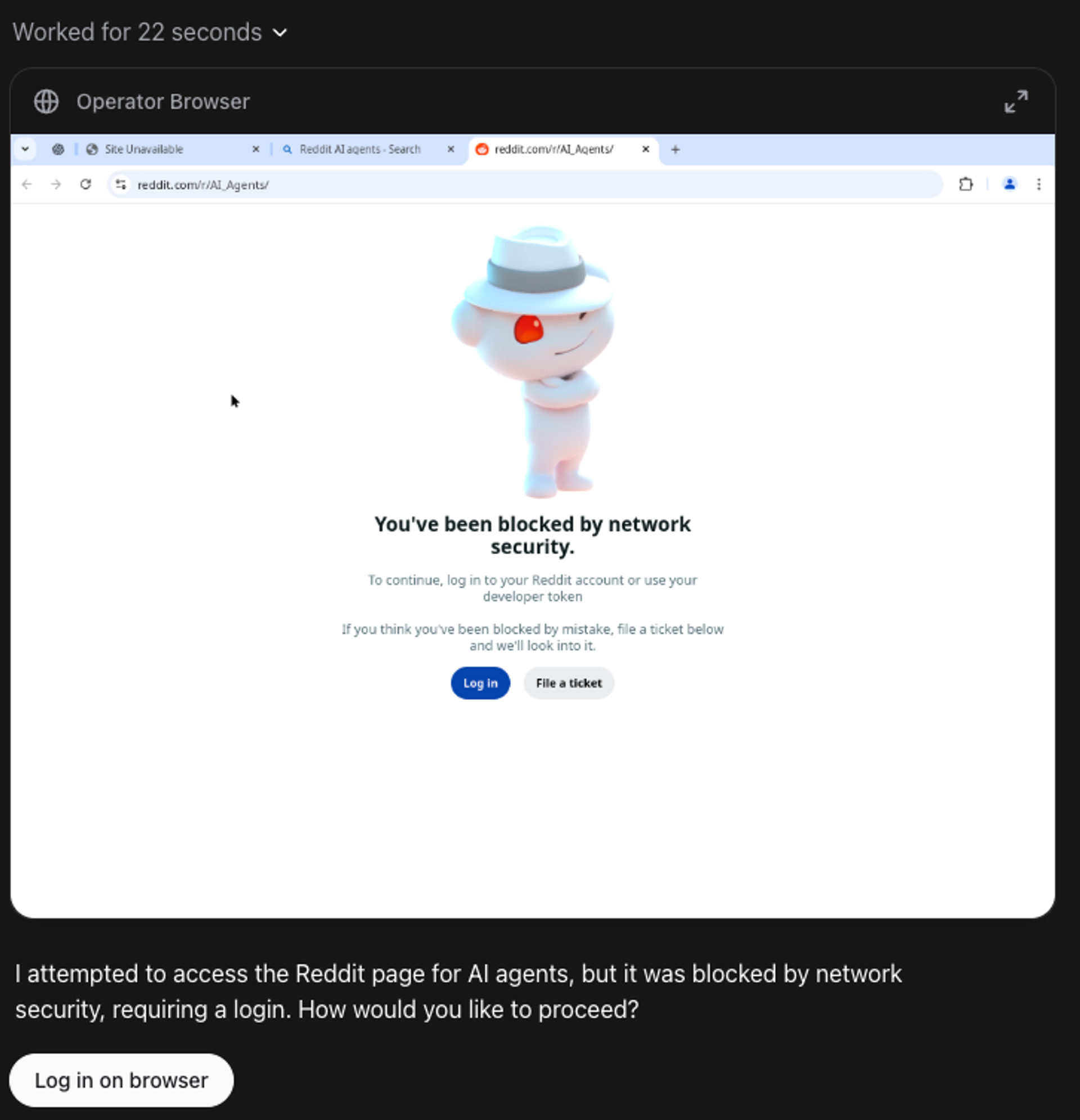 Reddit blocking AI agent operators.