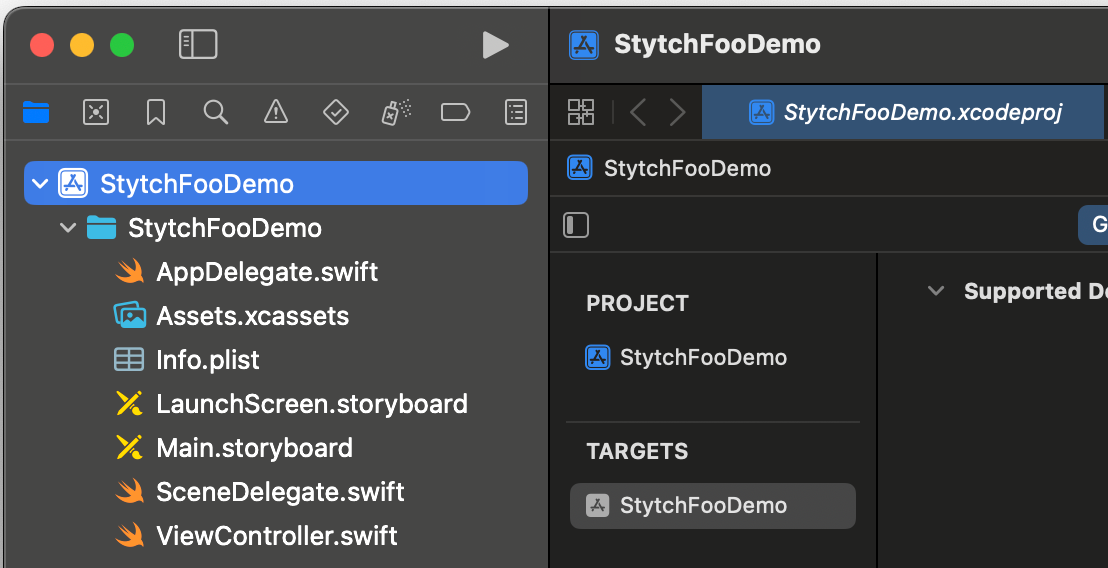 Project creation for StytchFooDemo