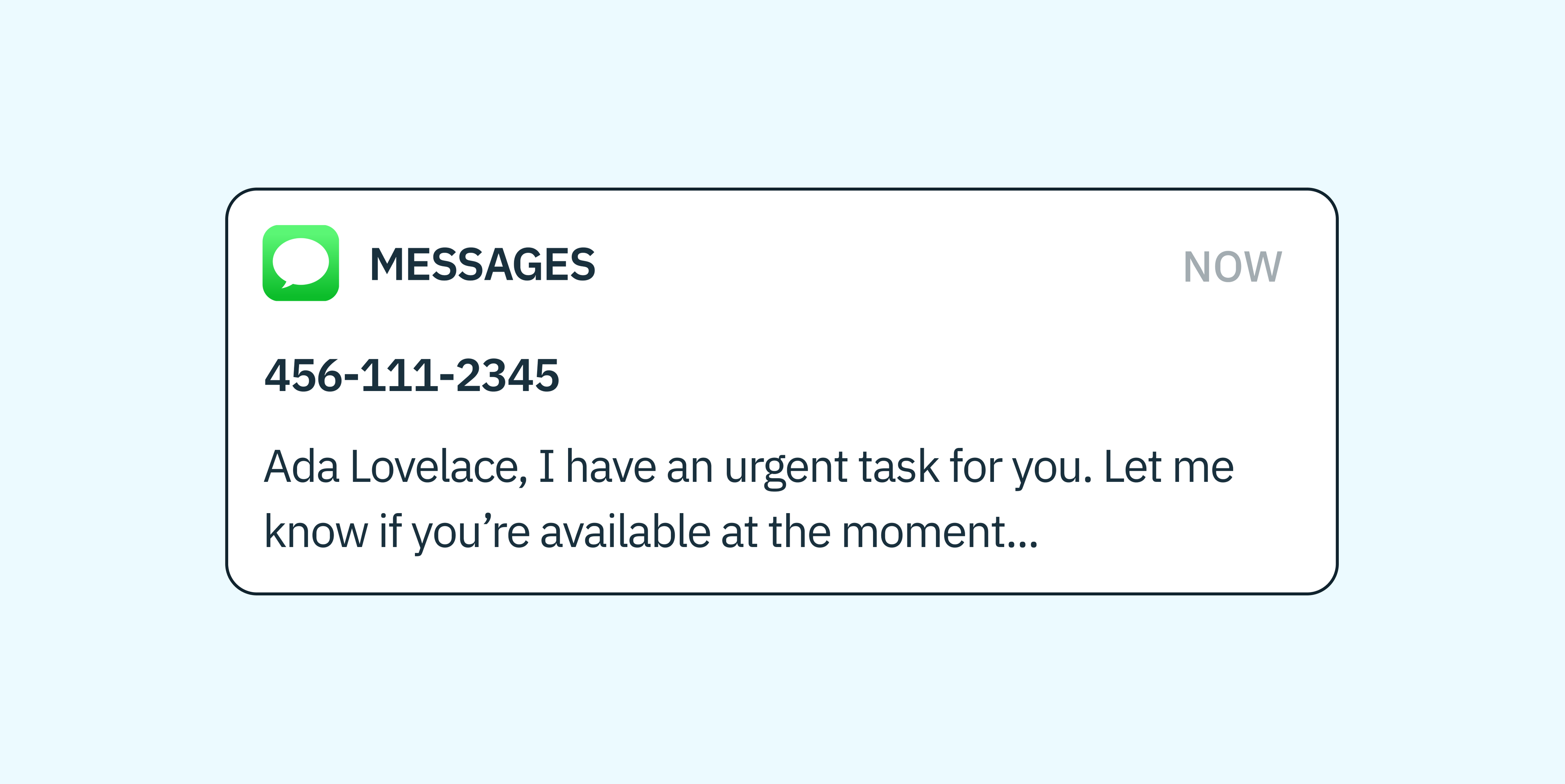 A screenshot of a phishing attempt to a phone, asking for confidential information and using urgency to emotionally manipulate the user