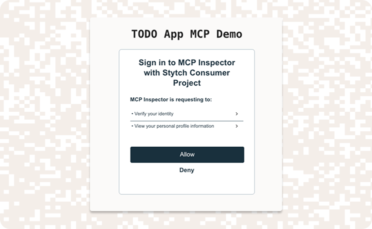 OAuth consent screen when an MCP client connects to an MCP server.