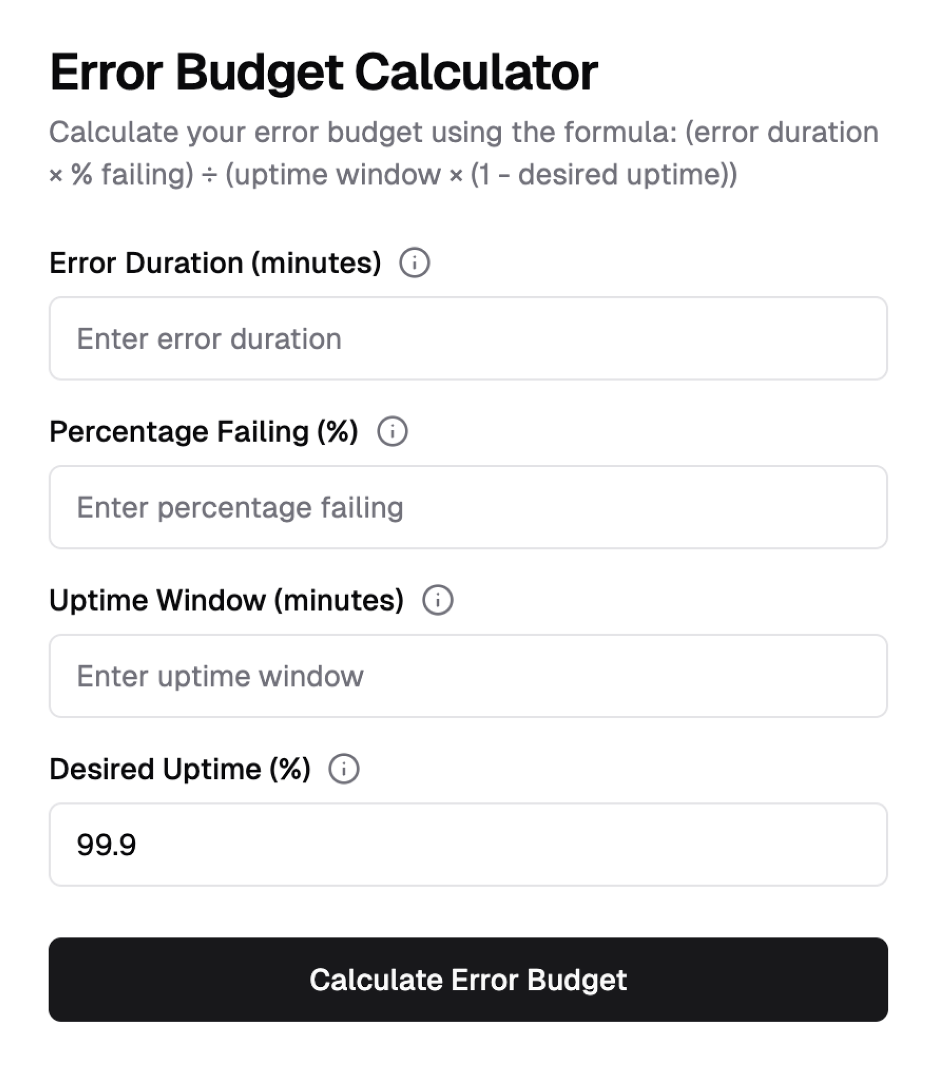 Error Budget Calculator