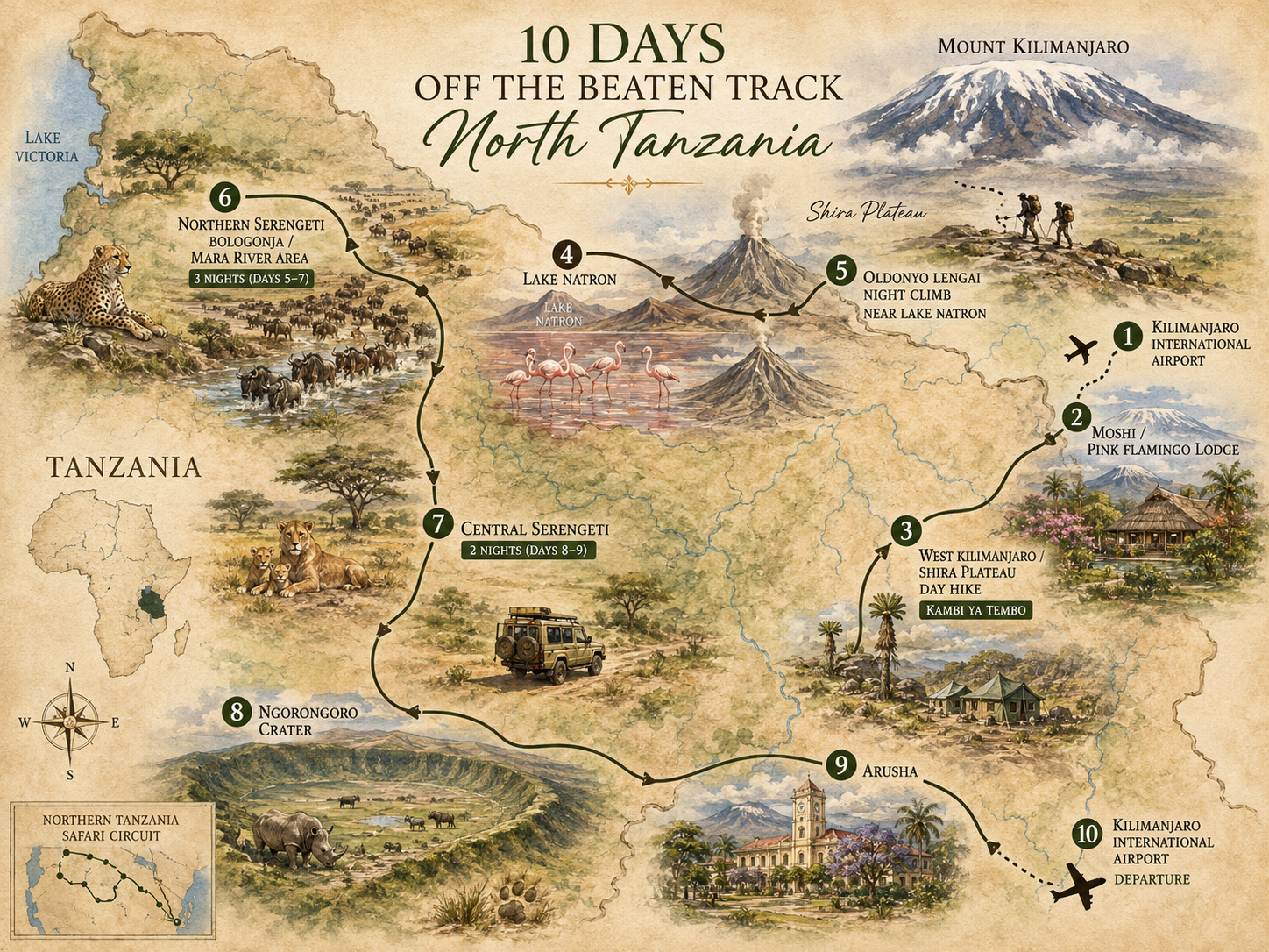 Tanzania safari map