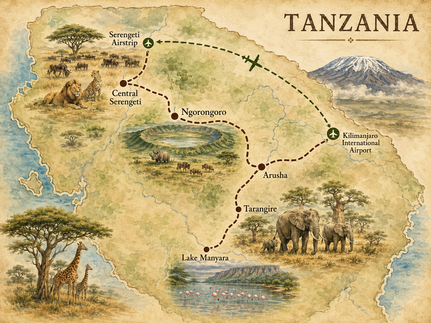 Tanzania safari map