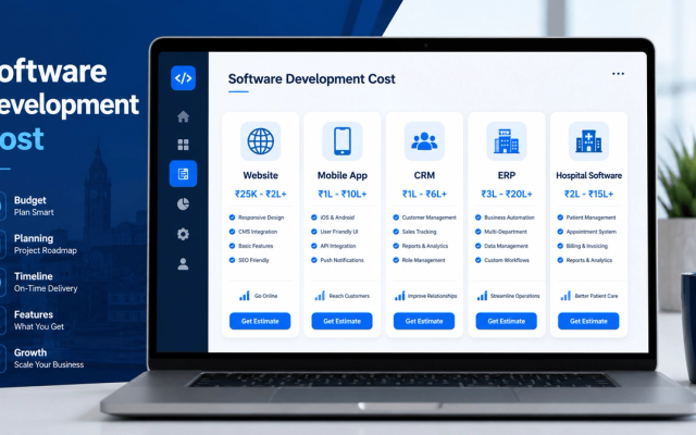 Software Development Cost in Ranchi: Website, Mobile App, CRM, ERP and Hospital Software Pricing