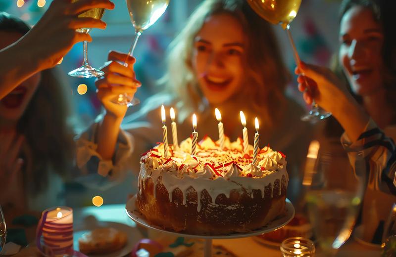 Friends celebrate a birthday