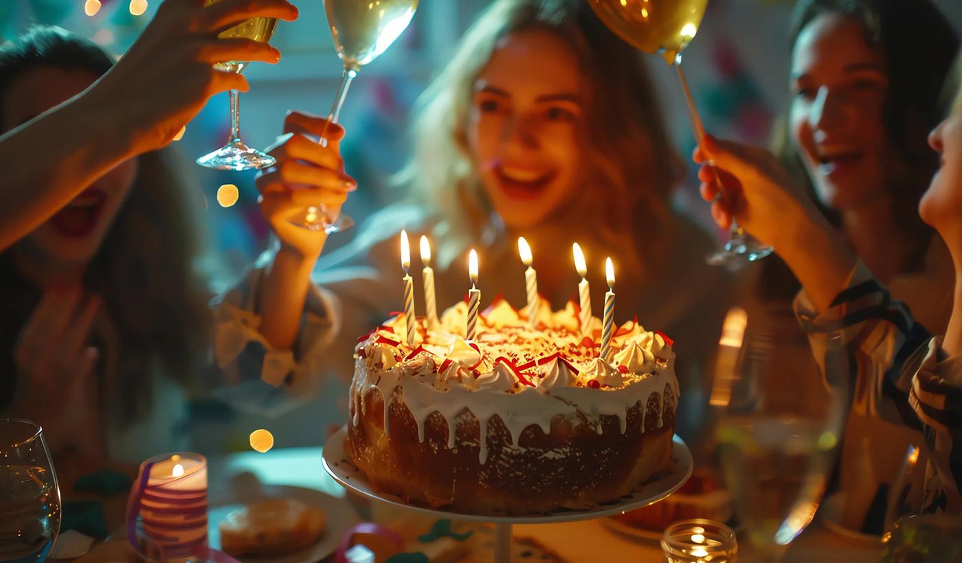 Friends celebrate a birthday