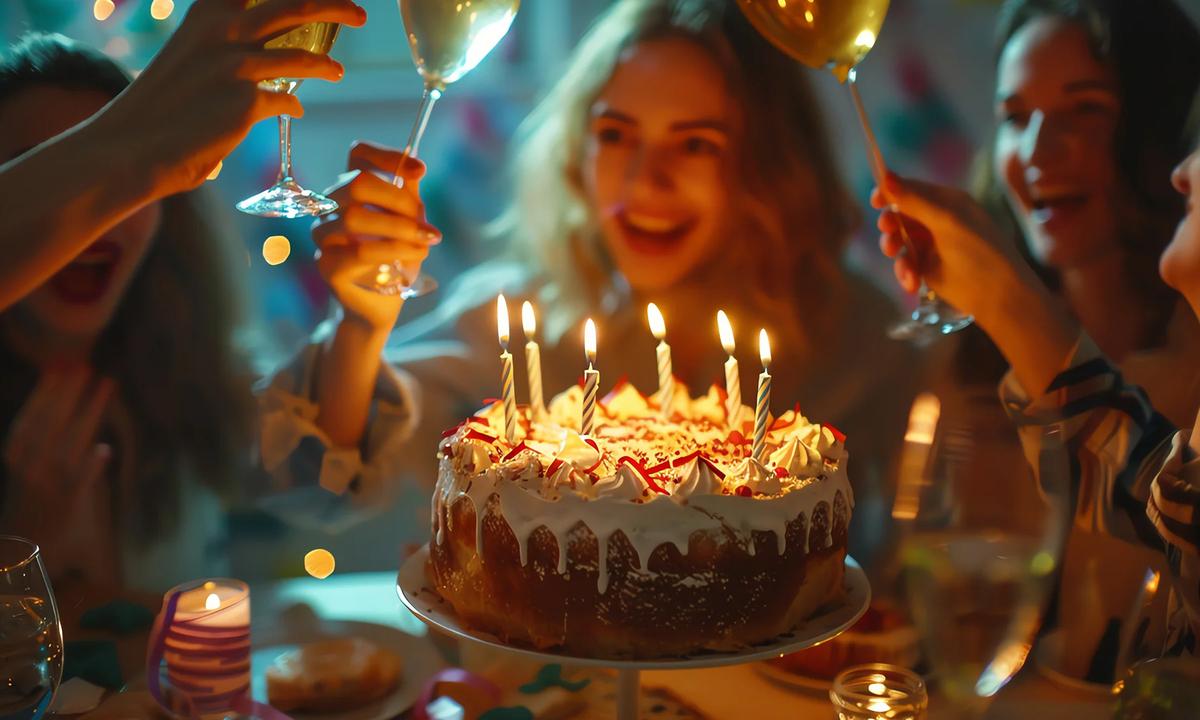 Friends celebrate a birthday