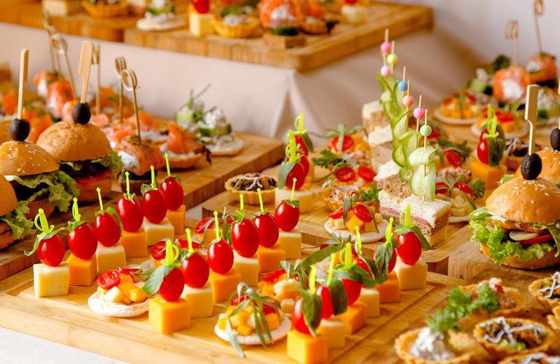 Buffet table with snacks