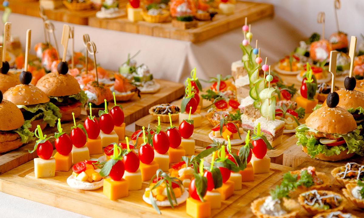 Buffet table with snacks