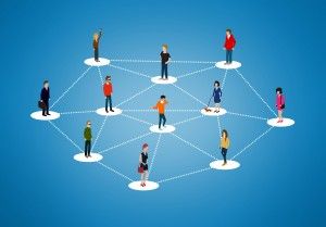 The social network - People networking and creating bonds, contacts and connections