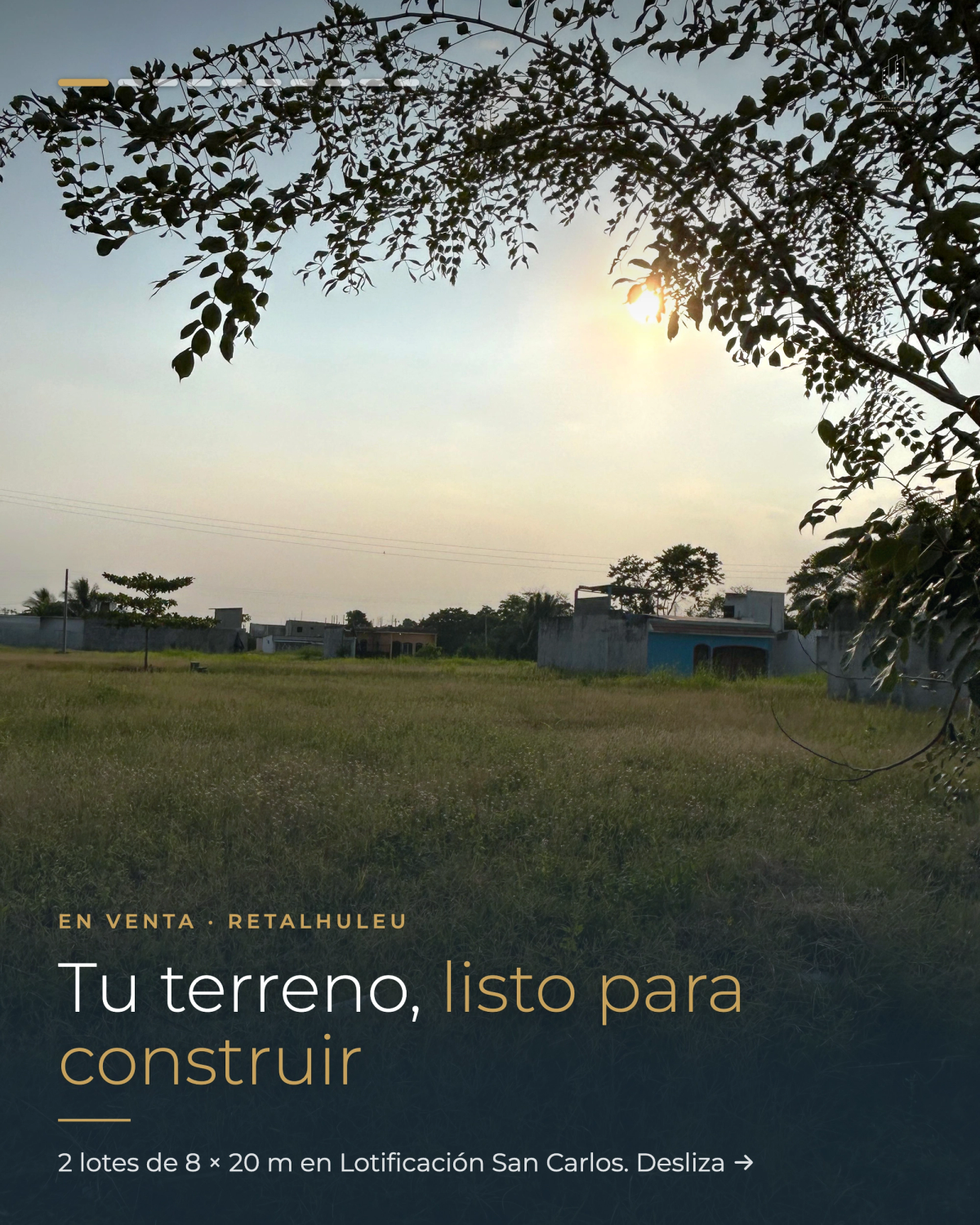 Terreno de la Lotificación San Carlos al atardecer, Retalhuleu