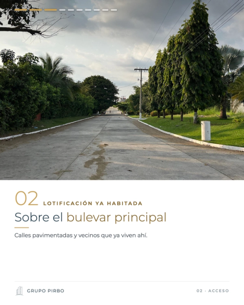 Bulevar principal pavimentado de la Lotificación San Carlos