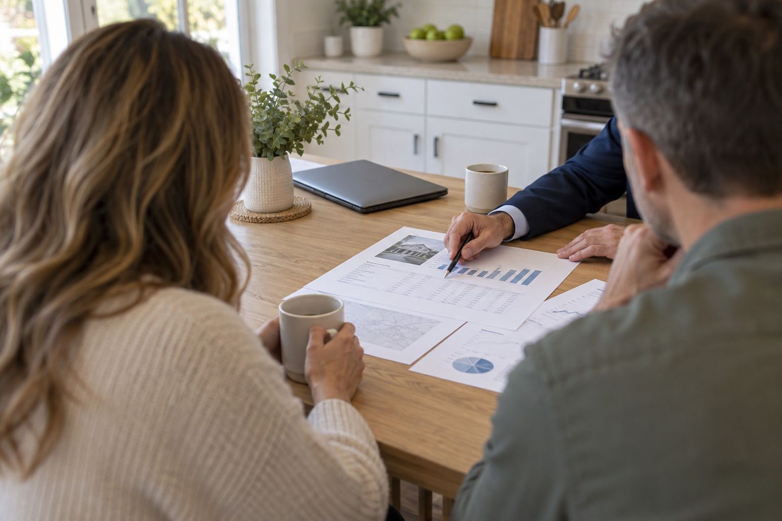Reviewing a comparative market analysis at a kitchen table