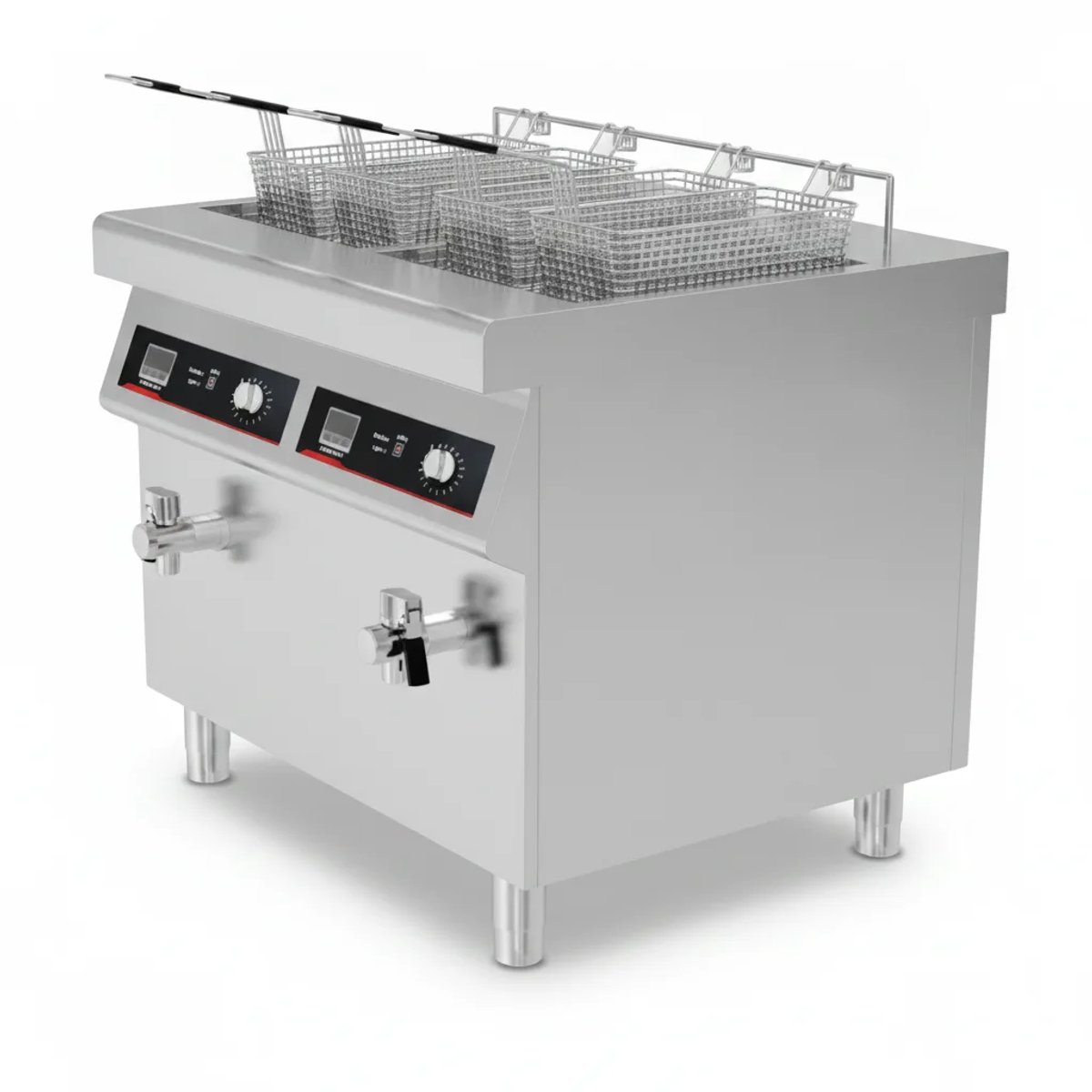 Freestanding Induction Deep Fryer Two Tanks Four Baskets