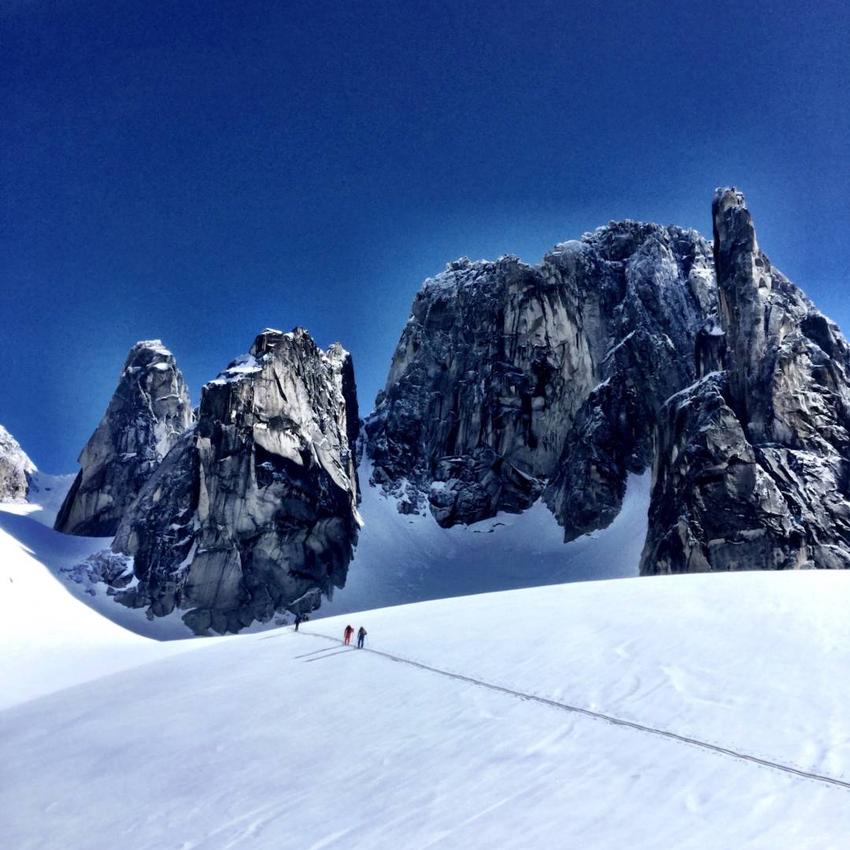 Old helicopter landed on a glacier