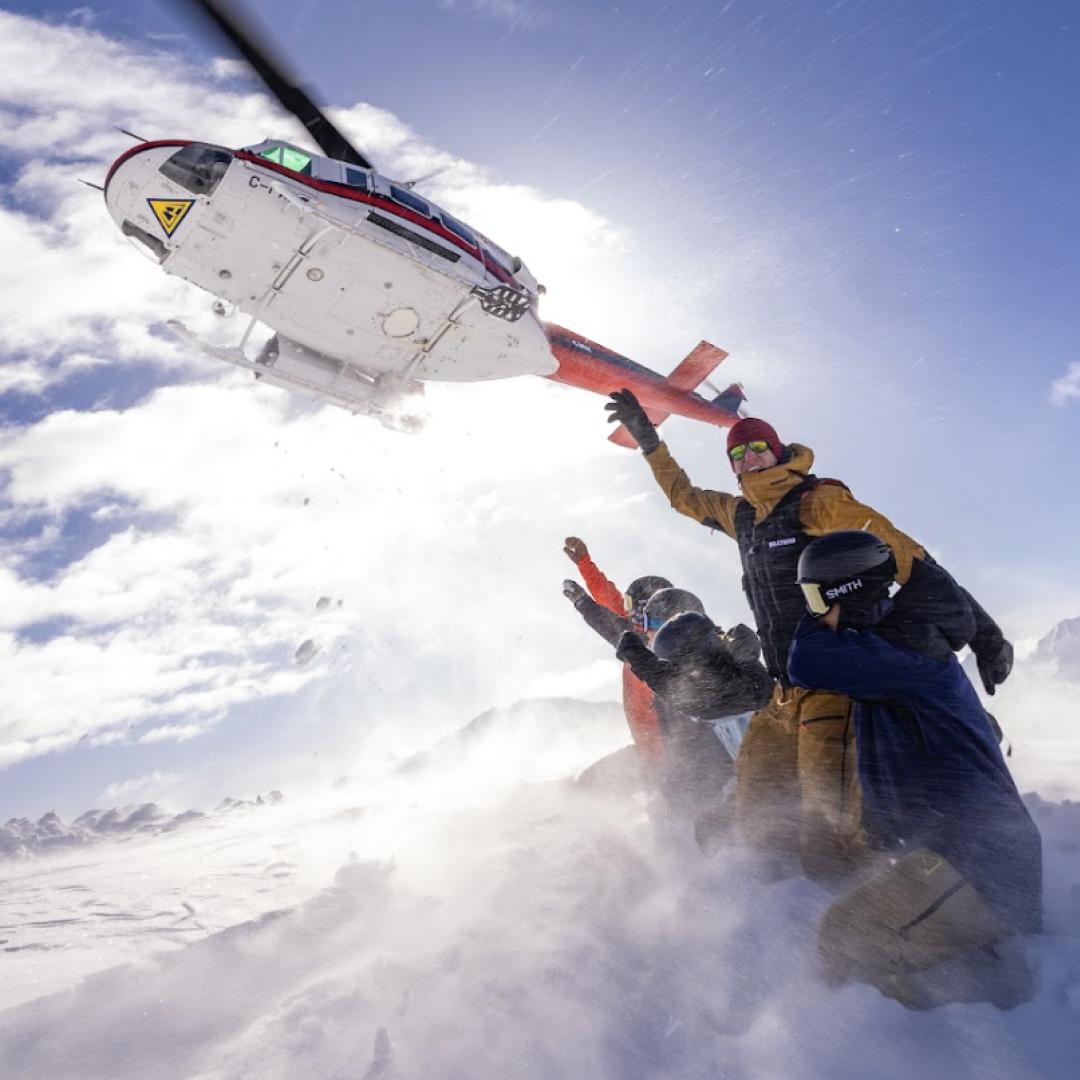 Heli huddle in the alpine