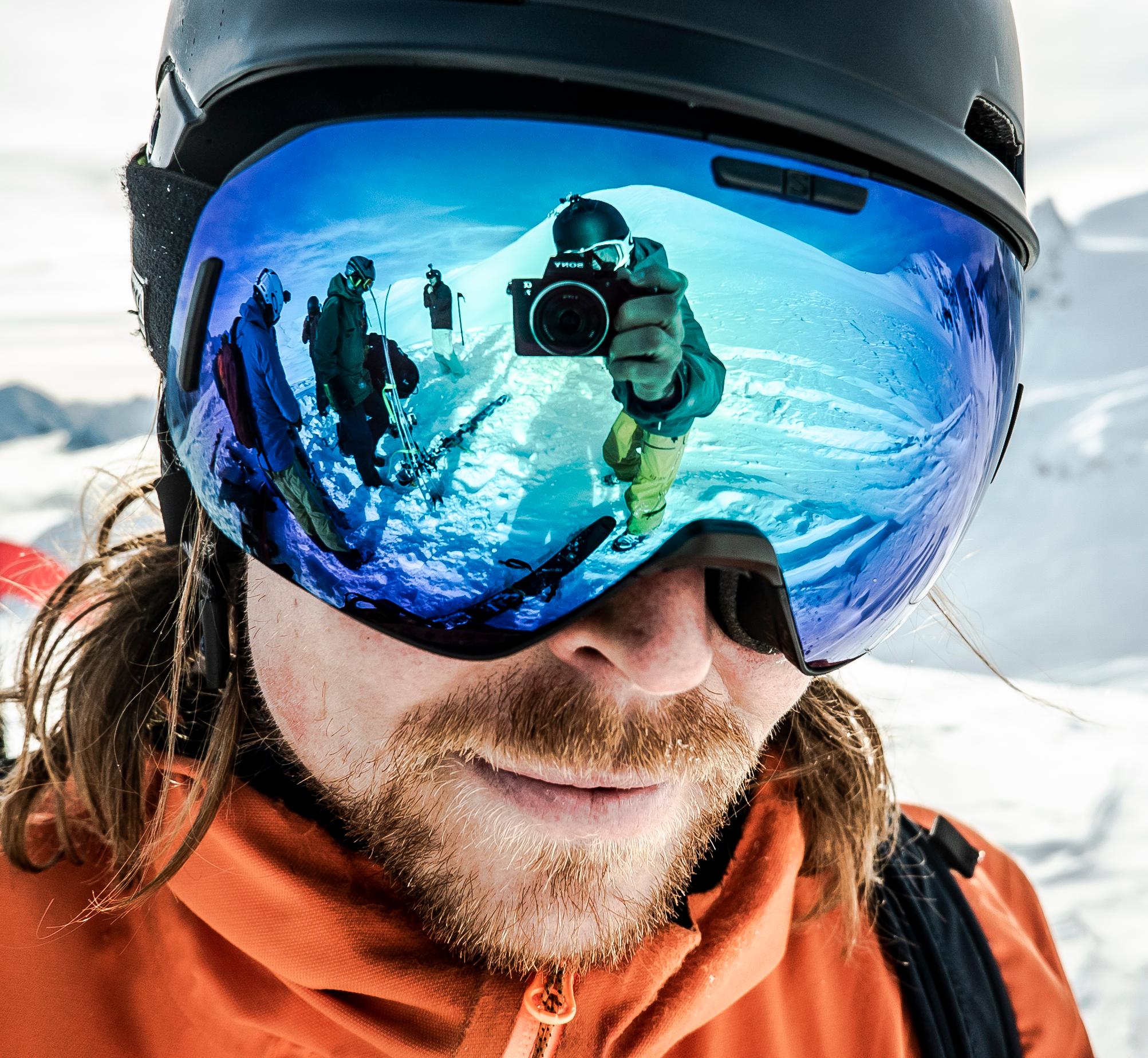 Man wearing ski goggles