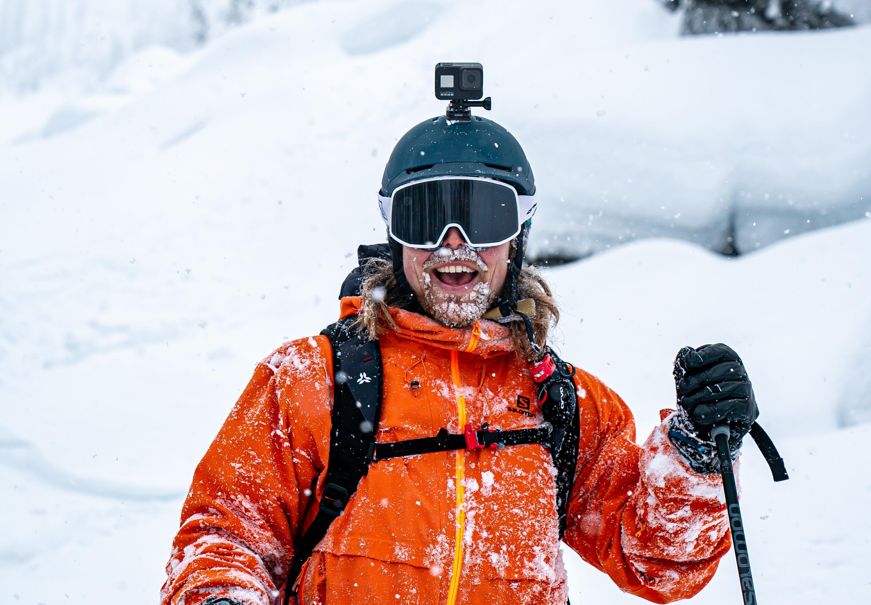 Skier smiling outdoors