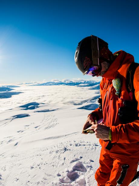Ski guide taking notes
