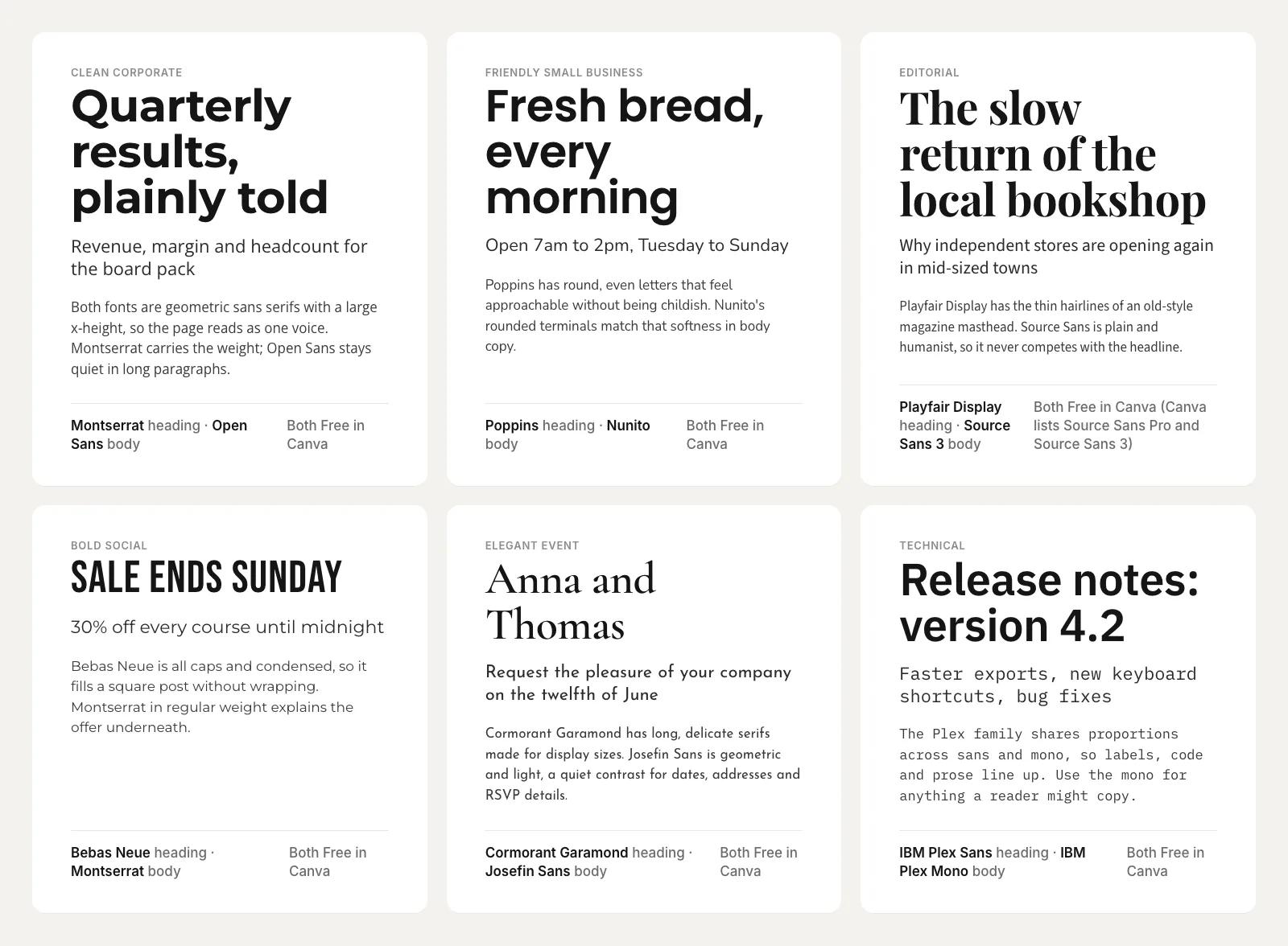 12 Canva Font Pairings That Work, All Free Fonts | Layovelle
