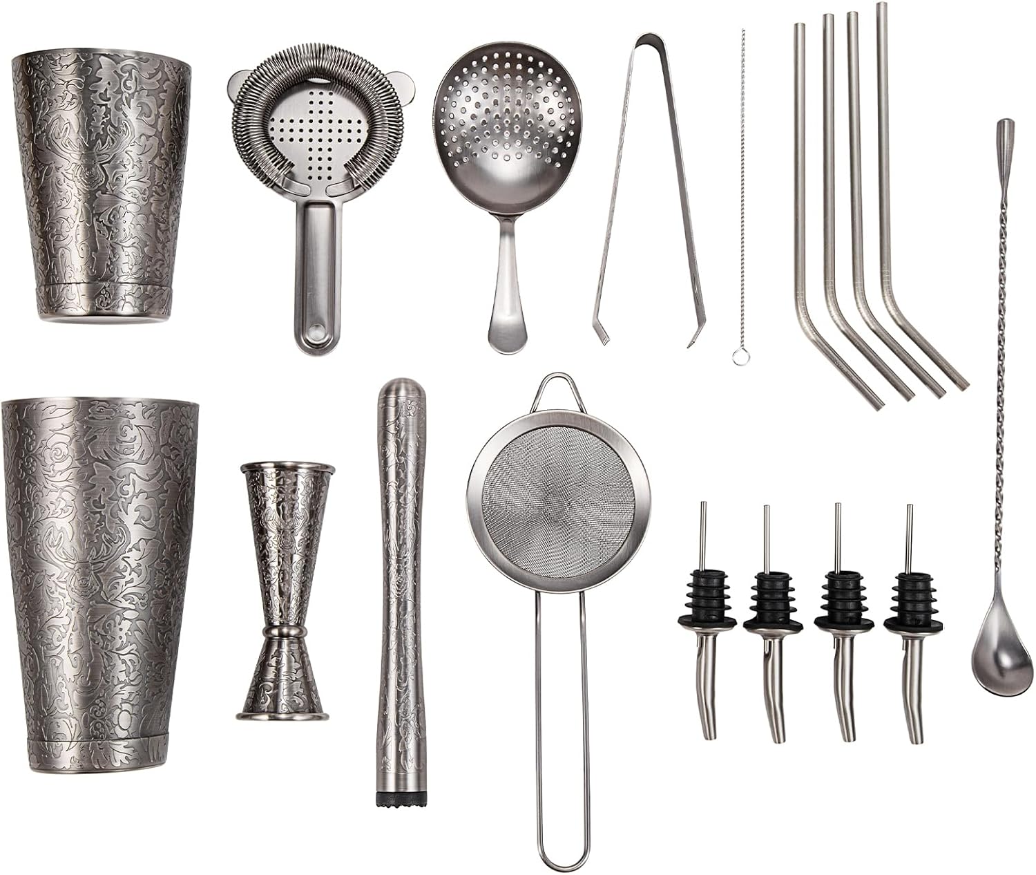 Kit de barman premium SKY FISH 18 pièces : inox gravé 3D — image 3