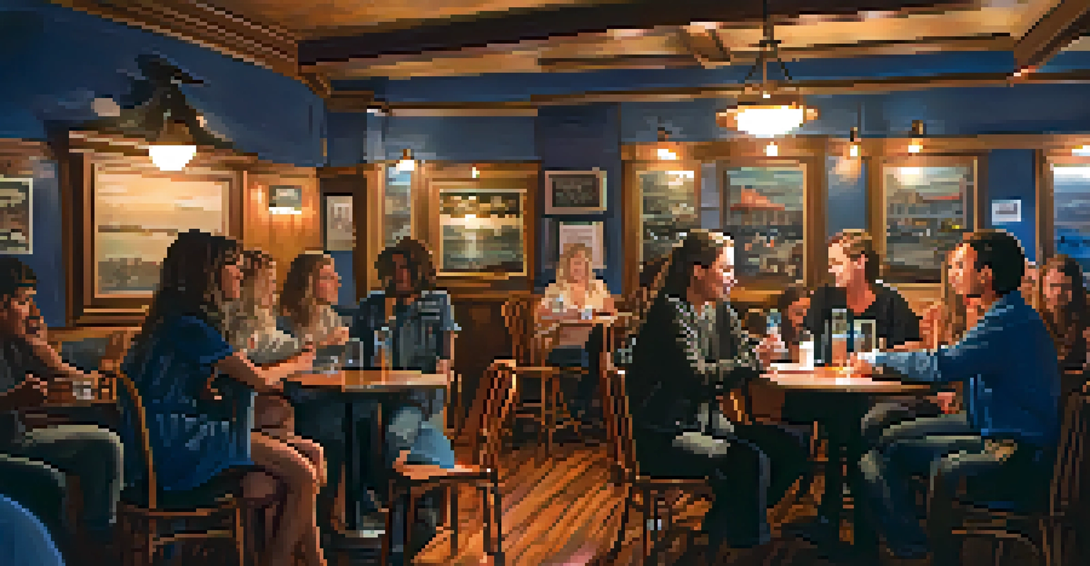 A cozy interior of the Bluebird Cafe, highlighting a performer on stage with an engaged audience in a warm, intimate atmosphere.