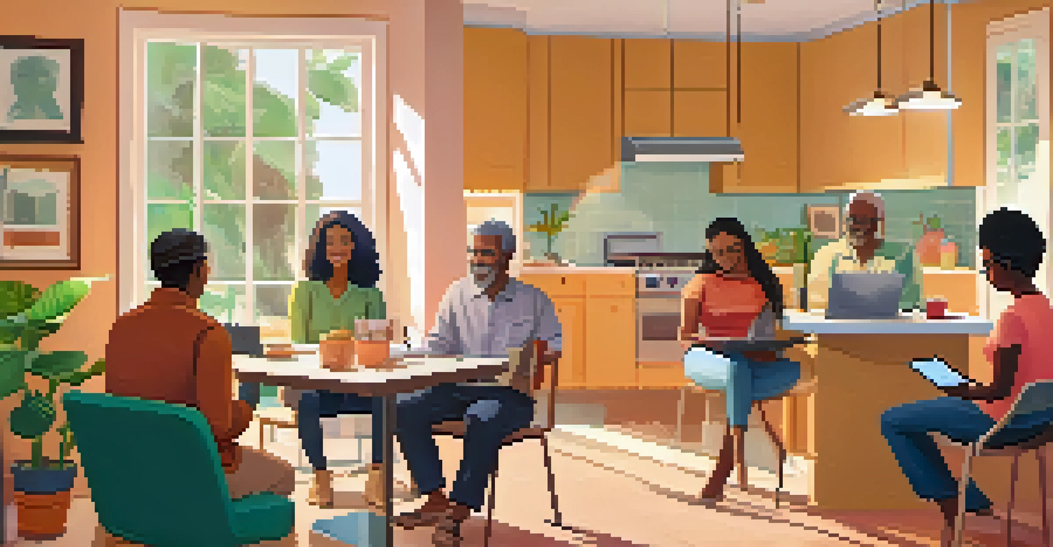 A diverse group of individuals utilizing telemedicine services at home on different devices, representing accessibility in healthcare.