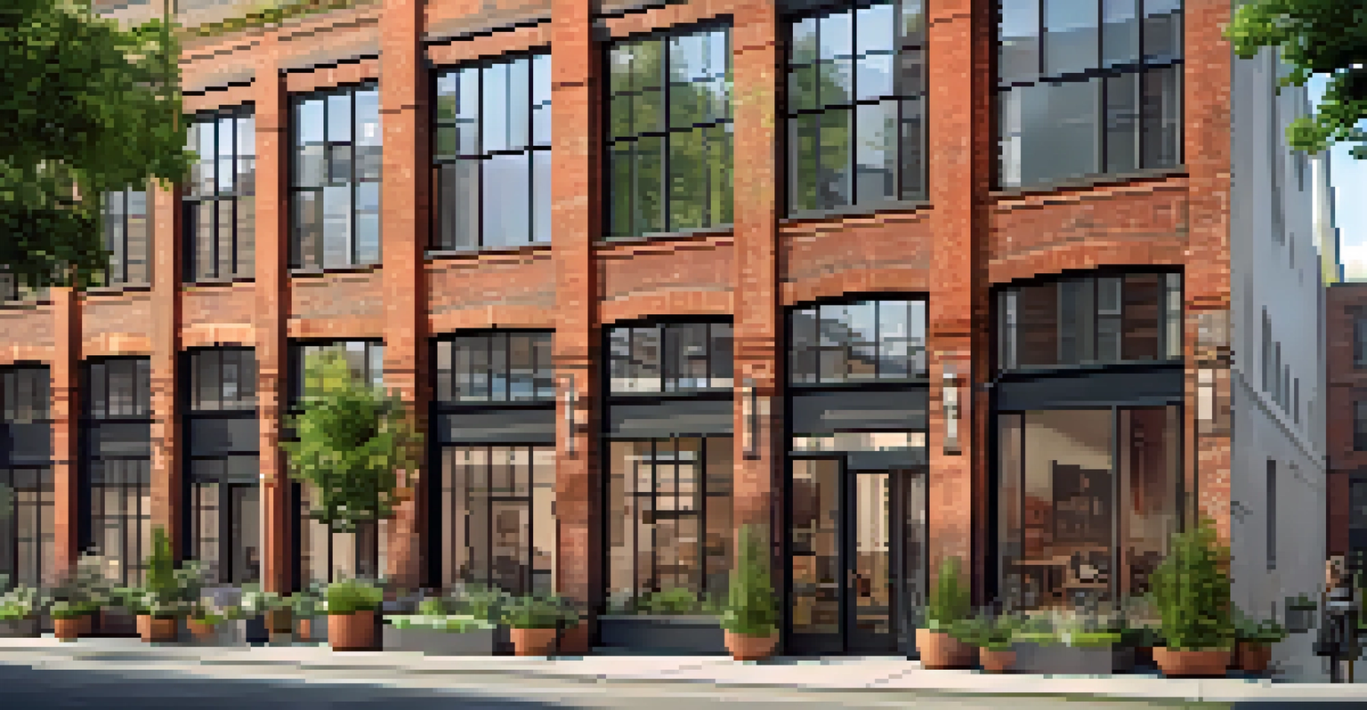 A converted factory building featuring modern loft apartments with industrial and contemporary design elements.