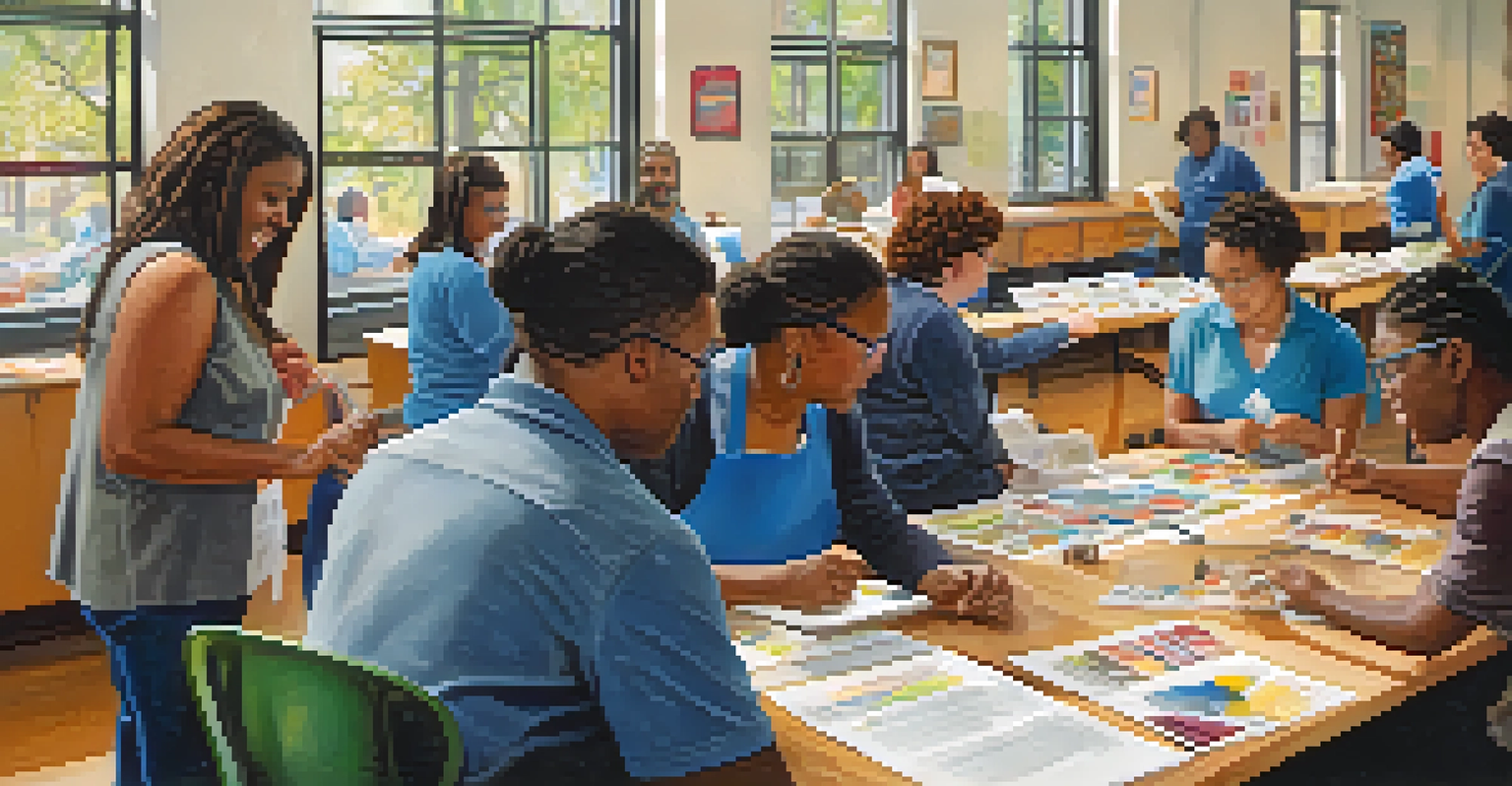 A diverse group of adult learners participating in a hands-on workshop at a Nashville community college.