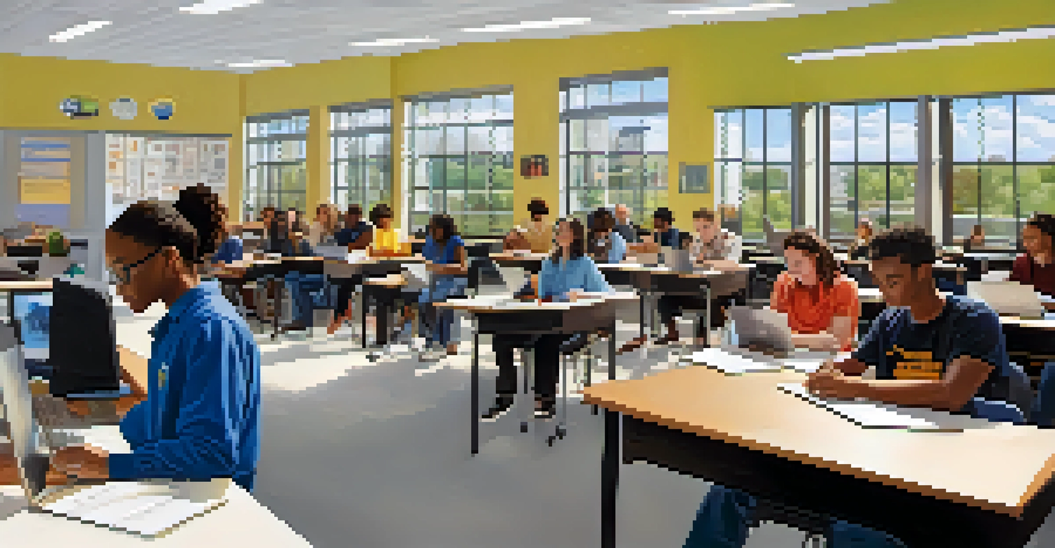 A diverse group of students in a modern classroom at Nashville State Community College, actively participating in a technical training program.