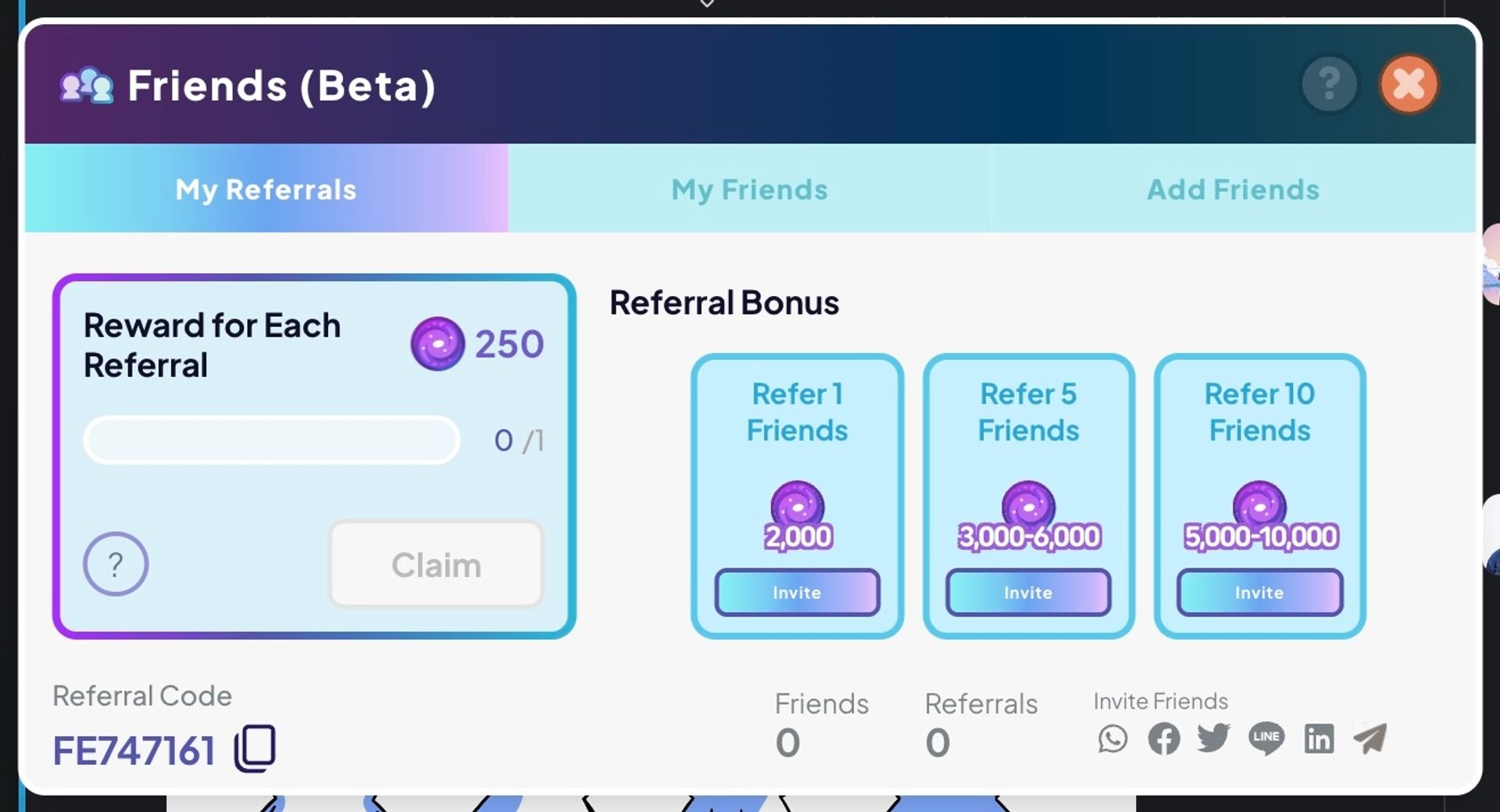 Referral Menu (Friends)
