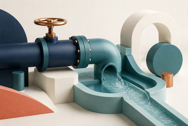 Abstract illustration of an organised plumbing water system.