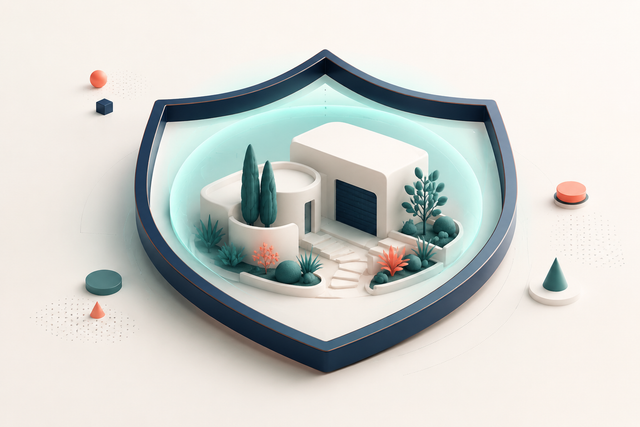 Abstract illustration of a protected property perimeter.