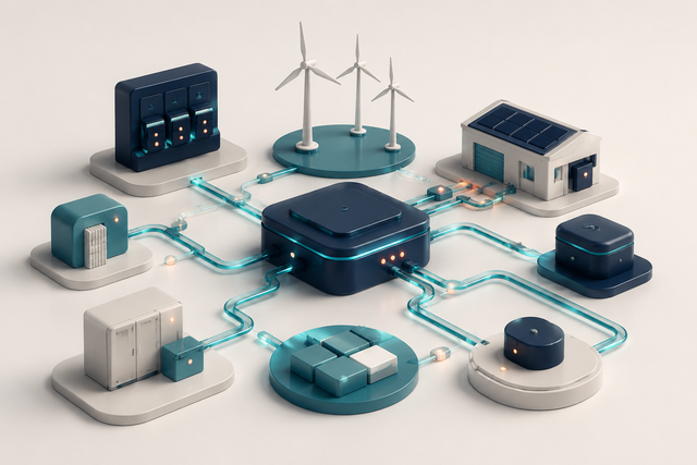 Abstract illustration of an ordered electrical network.