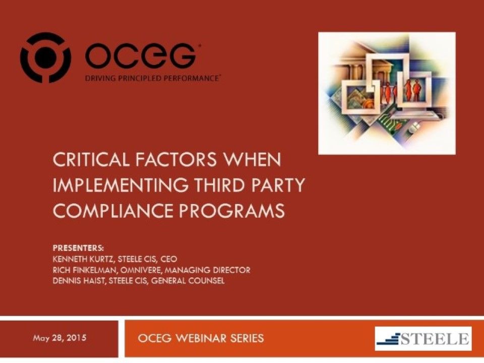 Critical Factors When Implementing Third Party Compliance Programs - Oceg