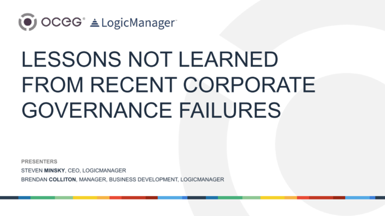 Lessons NOT Learned From Recent Corporate Governance Failures - OCEG