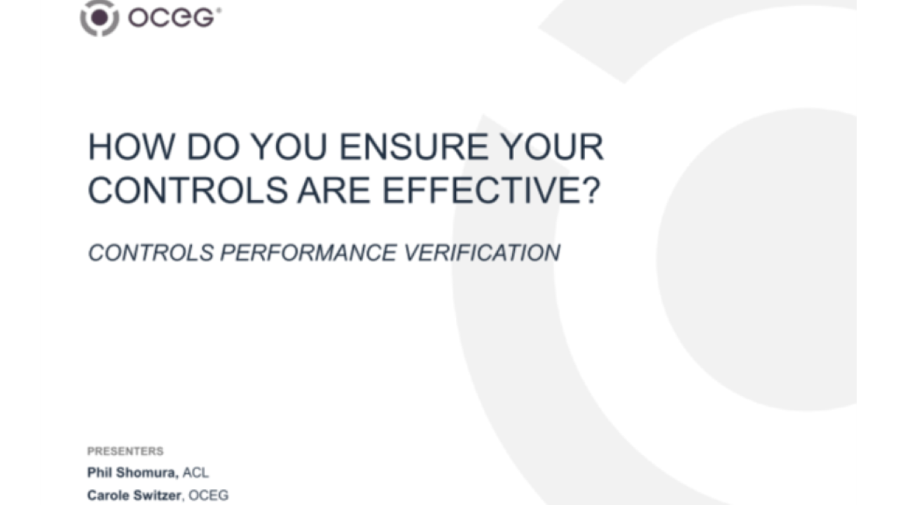 How do You Ensure Your Controls are Effective? OCEG