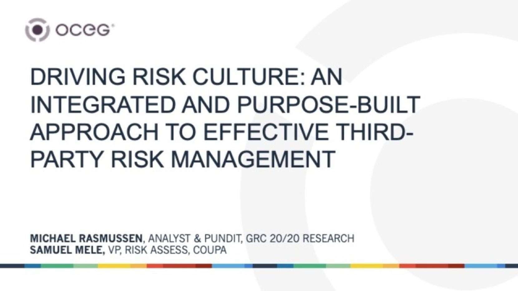 Driving Risk Culture: An Integrated and Purpose-Built Approach to ...