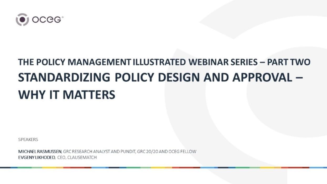 Standardizing Policy Design and Approval – Why it Matters - OCEG
