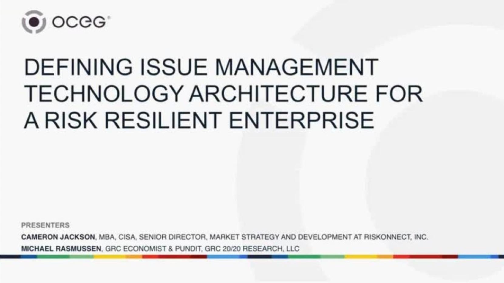 Defining Issue Management Technology Architecture for a Risk Resilient ...