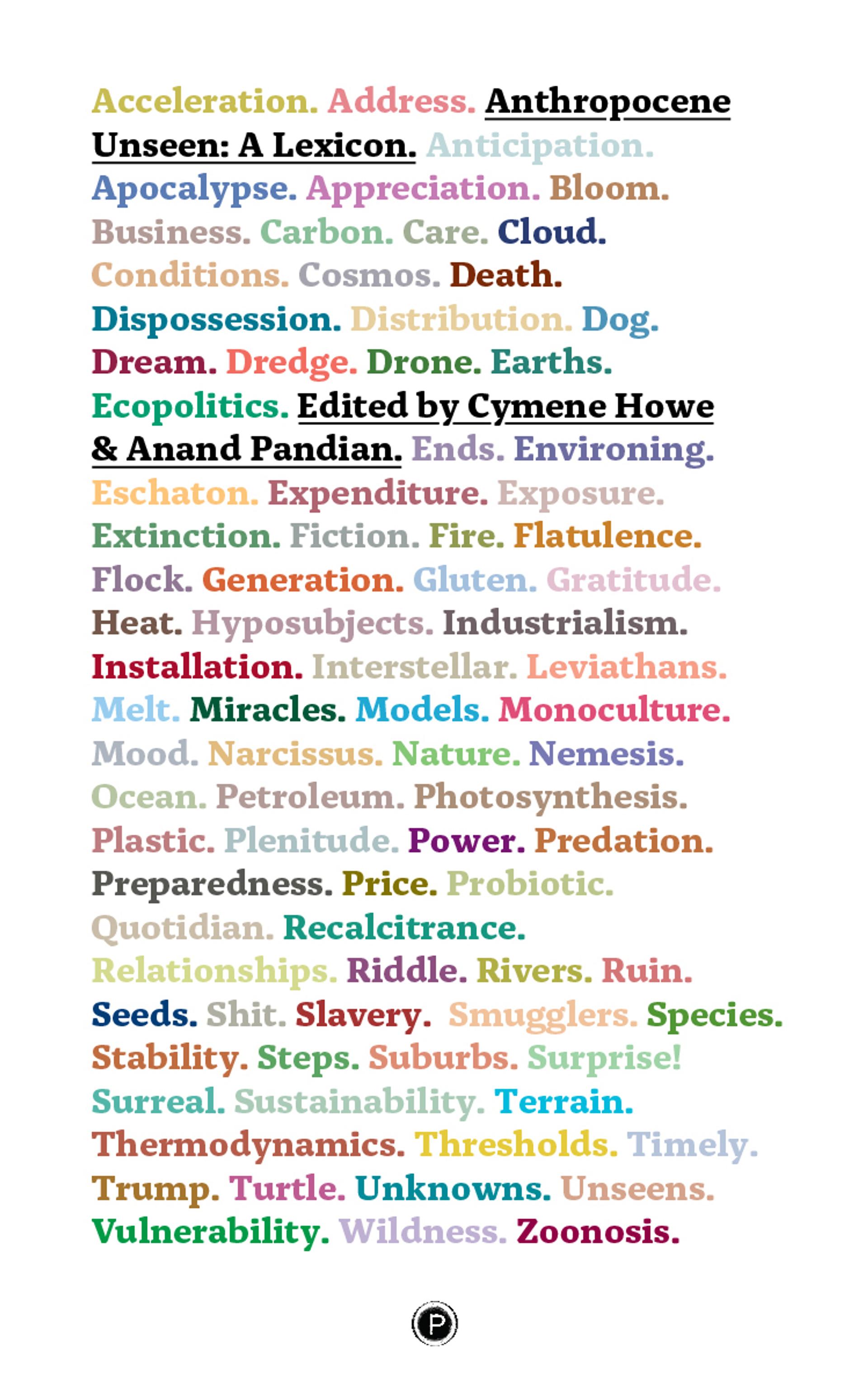 Cover of book titled Anthropocene Unseen: A Lexicon