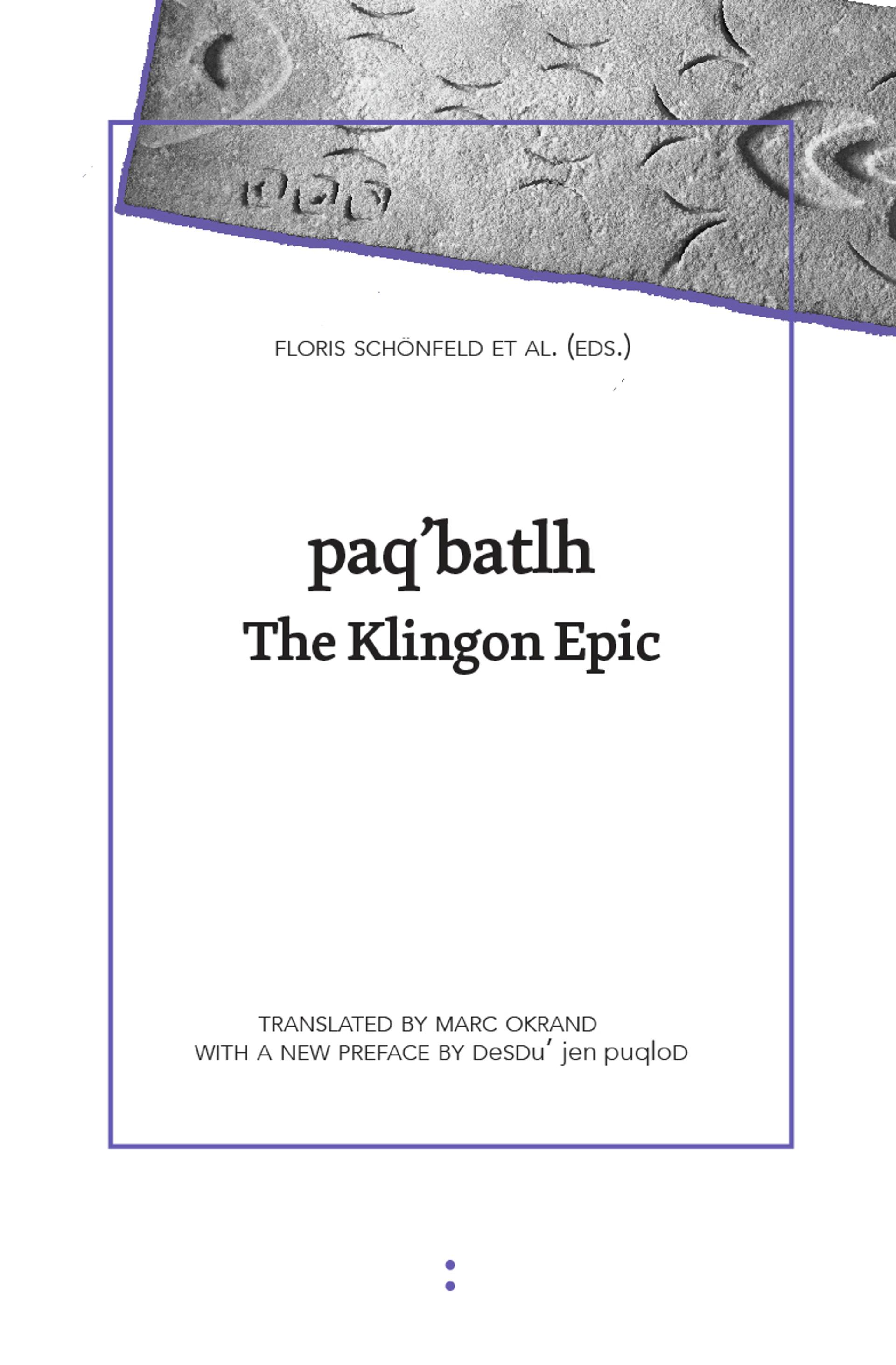 Cover of book titled paq'batlh: The Klingon Epic (2nd edn.)