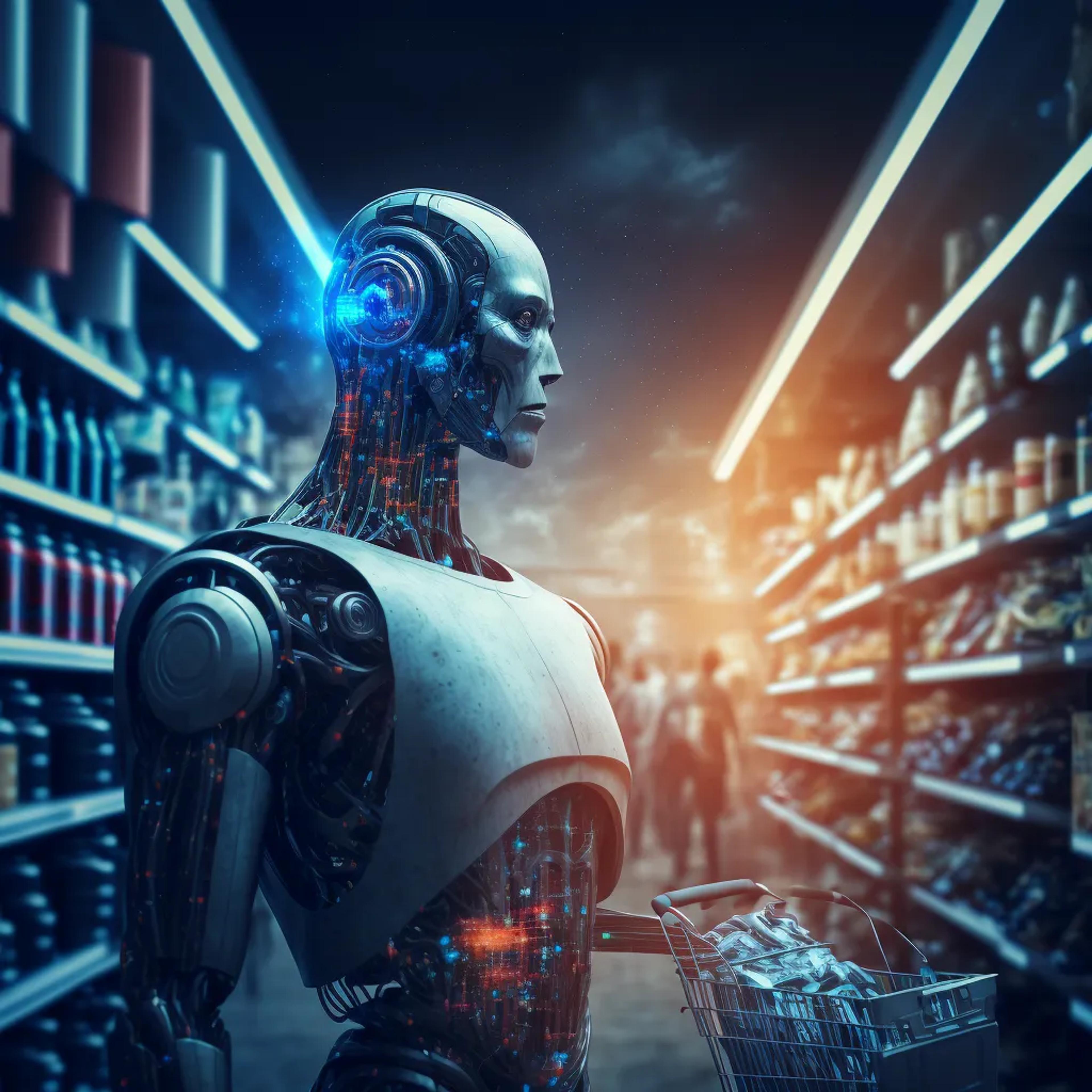 Ein Roboter beim einkaufen