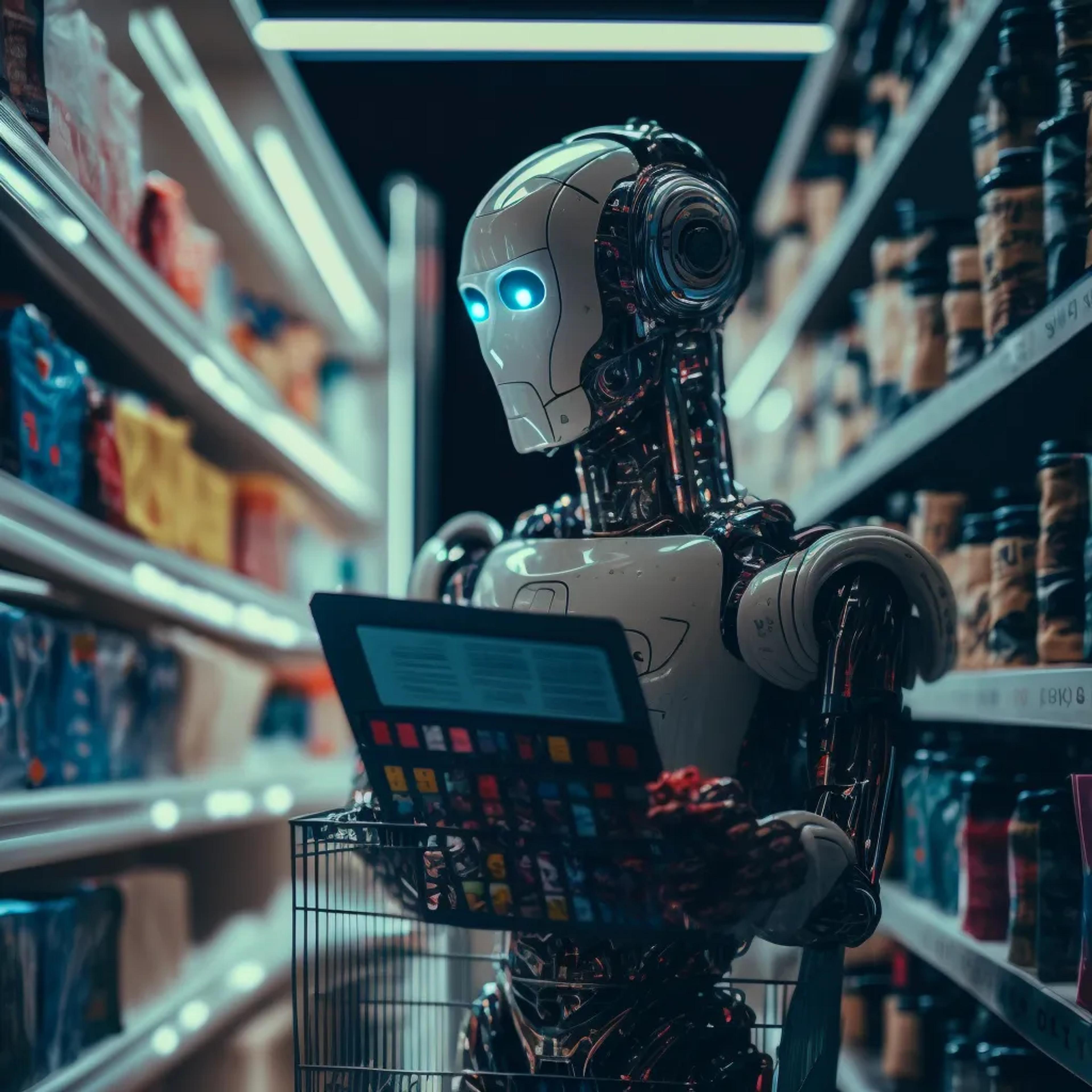 Ein Roboter beim shopping