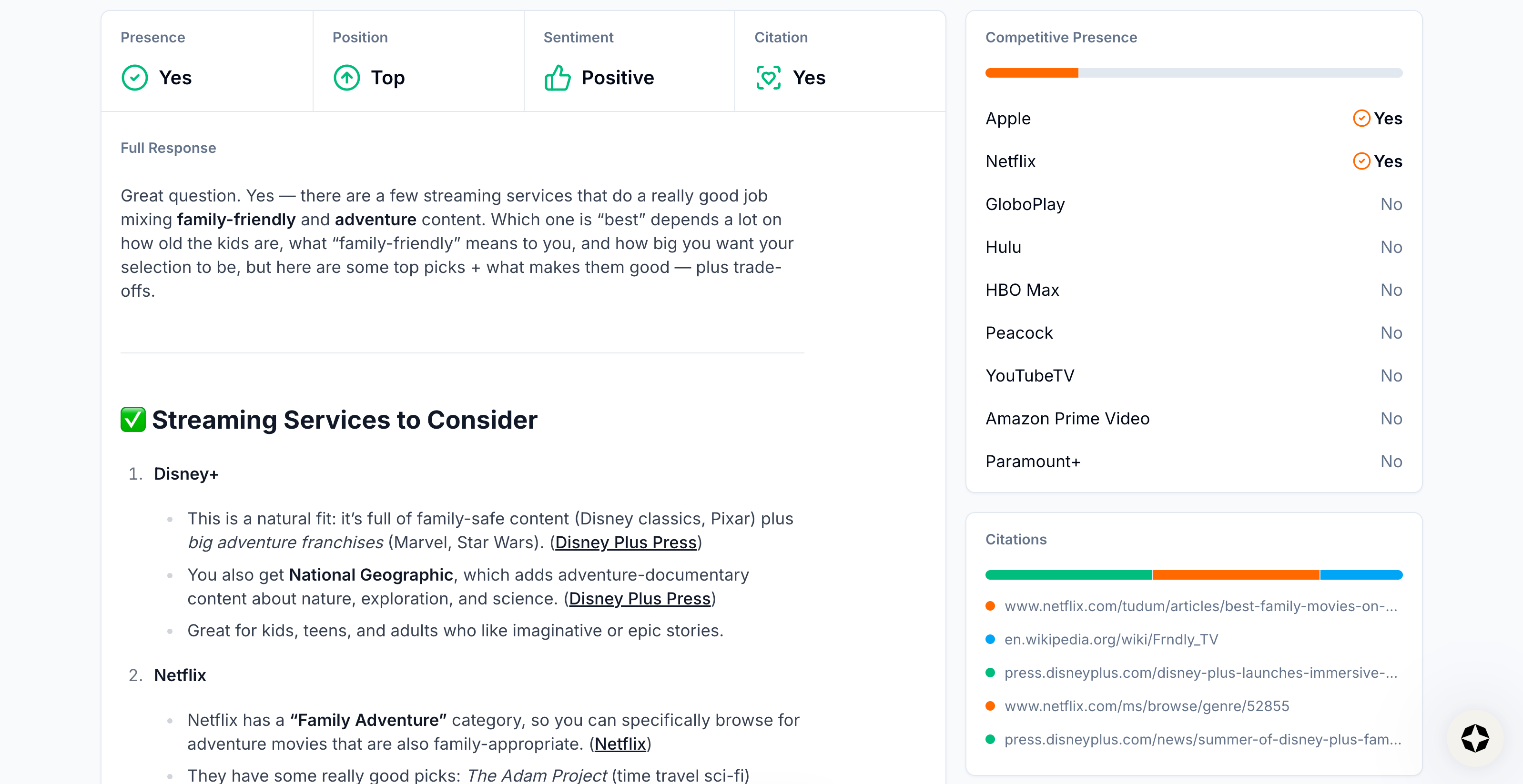 Image of AI response in Scrunch