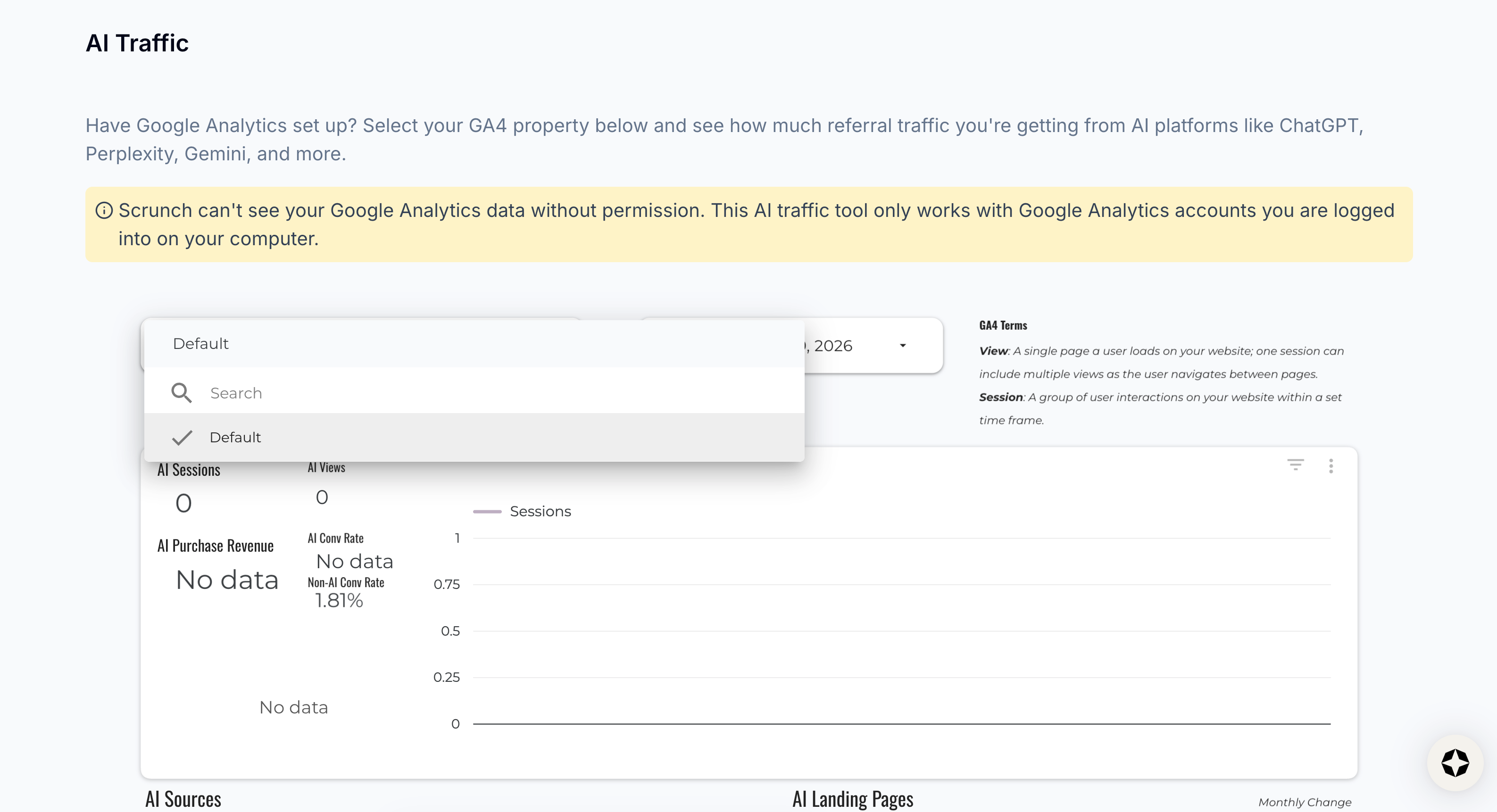 Image from AI Referrals tab in Scrunch